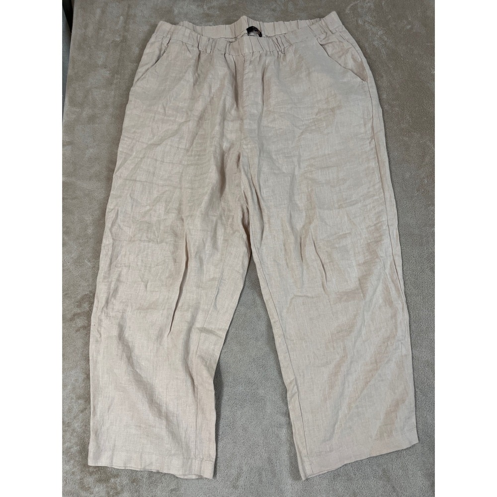 Quince Pants Women's XL Beige 100% European Linen Driftwood Pockets EUC